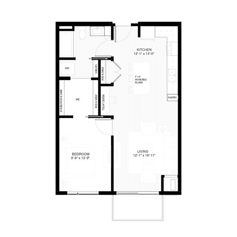 Floorplan for a 1 bedroom apartment